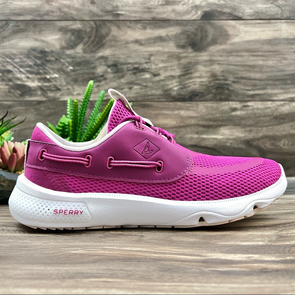 NIB Sperry 7 Sea 3-Eye Hydrophobic Sneaker Magenta Water Friendly Quick Drying - Picture 8 of 14